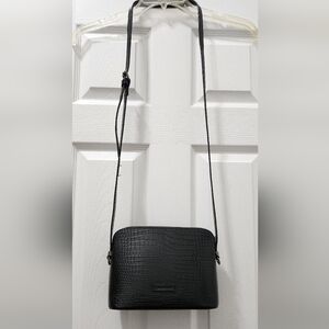 Gianni Conti Embossed Black Leather Crossbody